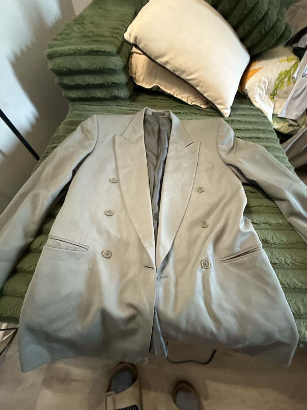 Vintage Men's Double-Breasted Pure Wool Tan Blazer